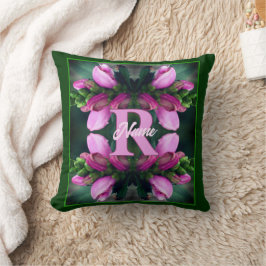 Cojín Decorativo Inicial de Monograma Personalizado Nombre Arte Flo