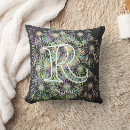 Cojín Decorativo Inicial de monograma personalizado Nombre Colorido