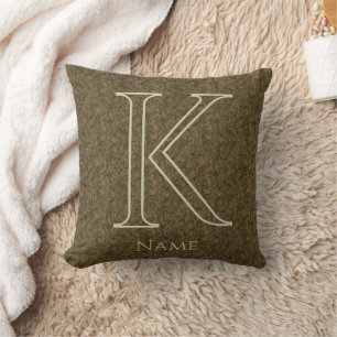 Cojín Decorativo Inicial de monograma personalizado Nombre Hoja flo