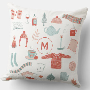 Cojín Decorativo Inicial de monograma Retro Hygge escandinavo