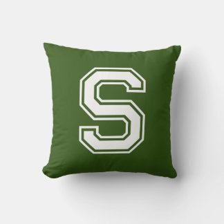 Cojín decorativo inicial del Personalizado verde o