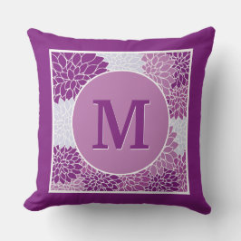 Cojín Decorativo Inicial Floral Abstracta Morada Monogramada Modern
