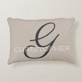 Cojín Decorativo Inicial G Tan Neutro Taupe Nombre Personalizado