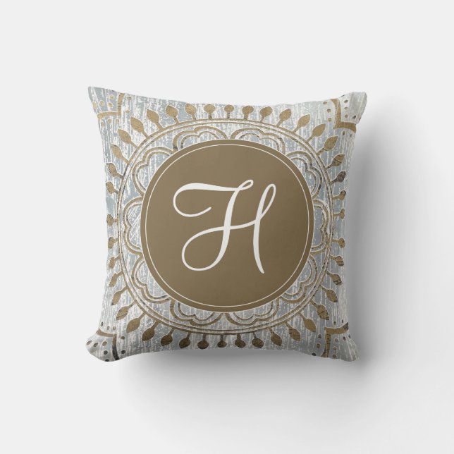 Cojín Decorativo Inicial | Mandala Gold Design (Anverso)