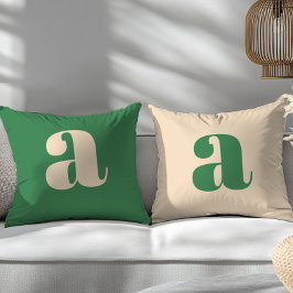 Cojín Decorativo Inicial moderna retro verde y crema