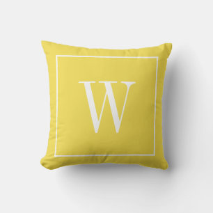 Cojín Decorativo Inicial Modernas Monogramadas Amarillo Blanco Tend