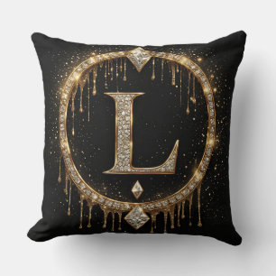Cojín Decorativo Inicial Personal Monograma Letra L de Diamante de