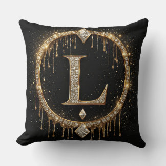Cojín Decorativo Inicial Personal Monograma Letra L de Diamante de