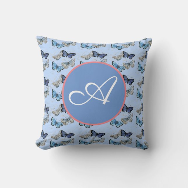 COJÍN DECORATIVO INICIAL PERSONALIZADO DE MARIPOSA (Anverso)