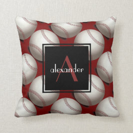 Cojín Decorativo Inicial y nombre lindos de los béisboles w,