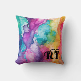Cojín Decorativo Iniciales de monograma de color colorido moderno