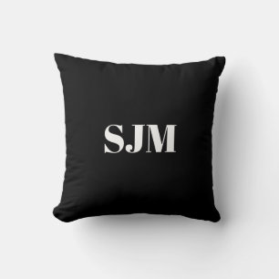 Cojín Decorativo iniciales minimalistas de Personalizado negro en m