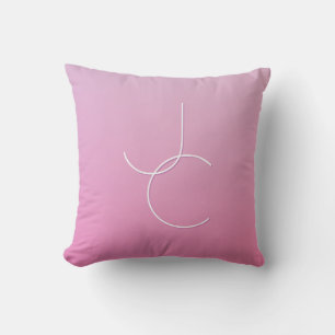 Cojín Decorativo Iniciales superpuestas modernas 2 Rosa Ómbré