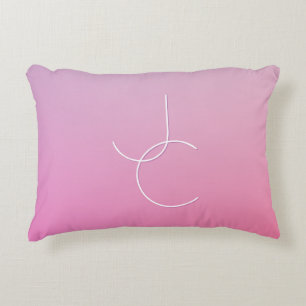 Cojín Decorativo Iniciales superpuestas modernas 2 Rosa Ómbré