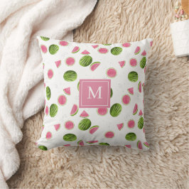 Cojín Decorativo Iniciativas monográficas de verano rosadas y verde