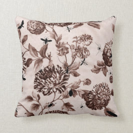Cojín Decorativo Insectos botánicos Toile floral del vintage de
