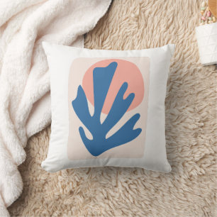 Cojín Decorativo Inspiración de Matisse en Azul y Rosa Claro con Re