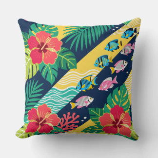 Cojín Decorativo Inspiración de Okinawa Bingata tropical