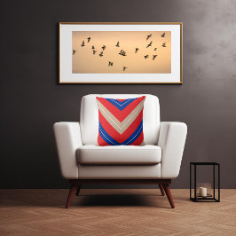 Cojín Decorativo Inspiración vintage: Chevron Red Beige Navy