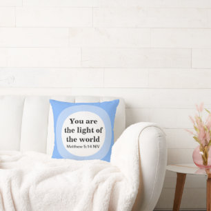 Cojín Decorativo Inspirador Eres la luz del Mundo Azul