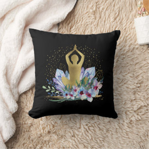 Cojín Decorativo Instructor de Yoga Sanador de Energía Cristales Re