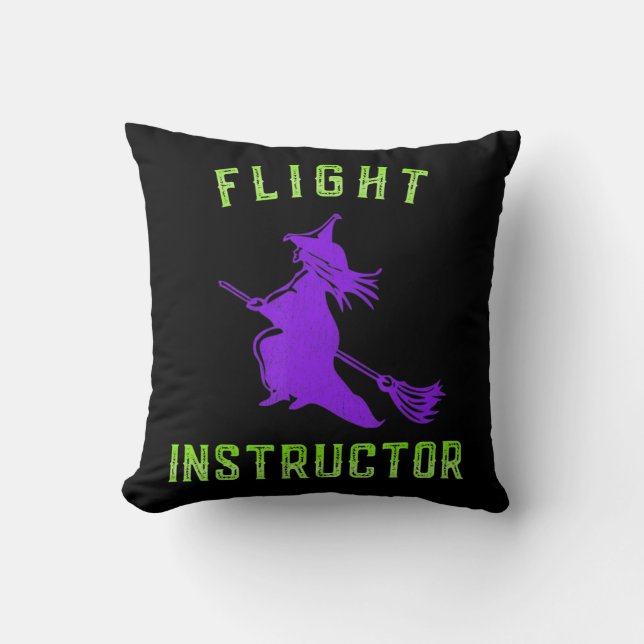 Cojín Decorativo Instructora de vuelo bruja Halloween  (Anverso)