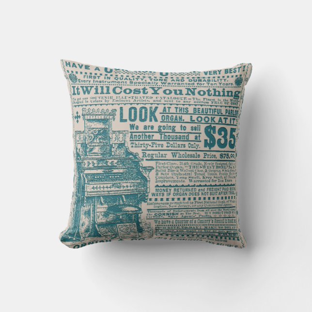 Cojín Decorativo Instrumento de Cornualles del órgano de la (Anverso)