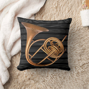 Cojín Decorativo Instrumento Musical Cuerno Vintage Reversible Músi