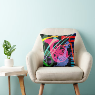 Cojín Decorativo Instrumentos Musicales Diseño de Arte Pop