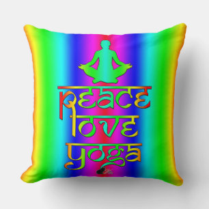 Cojín Decorativo Intenciones de Yoga Arcoíris de Paz Amor