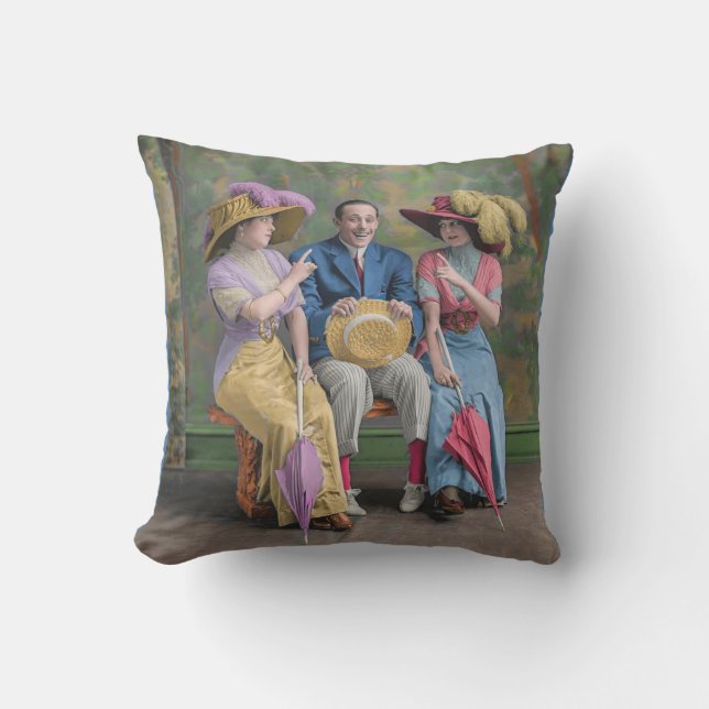 Cojín Decorativo intérpretes de vodevil circa 1910 estampa (Anverso)