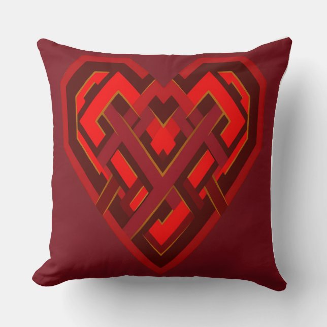 Cojín Decorativo Interwoven Heart of Love – Modern Geometric (Anverso)