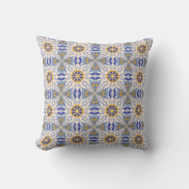 Cojín Decorativo intricate blue and yellow geometric patterns