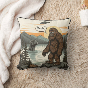 Cojín Decorativo Introvertido Divertido Bigfoot Sasquatch Loch Ness