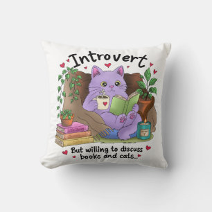 Cojín Decorativo Introvertido pero dispuesto a hablar de libros y g