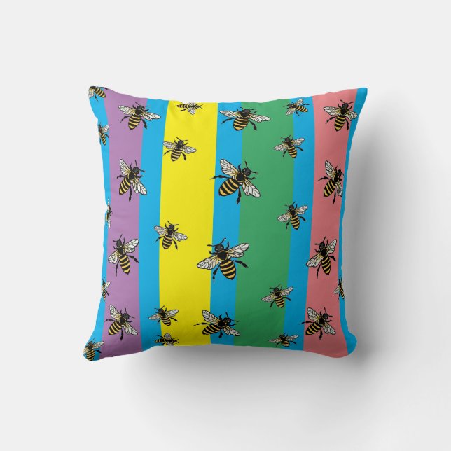 Cojín Decorativo invasión de abejas (Reverso)