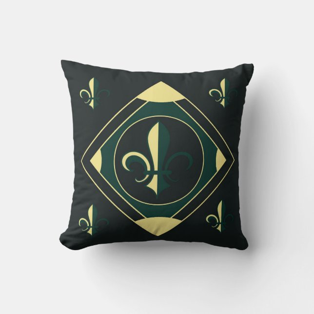 Cojín decorativo inversible Black Green Classic (Anverso)