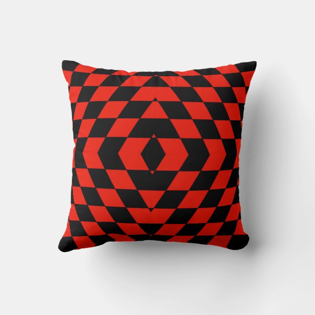 Cojín decorativo inversible negro y rojo (Reverso)