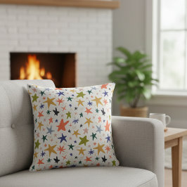 Cojín Decorativo Invierno Acogedor Con Patrón De Estrella Colorido