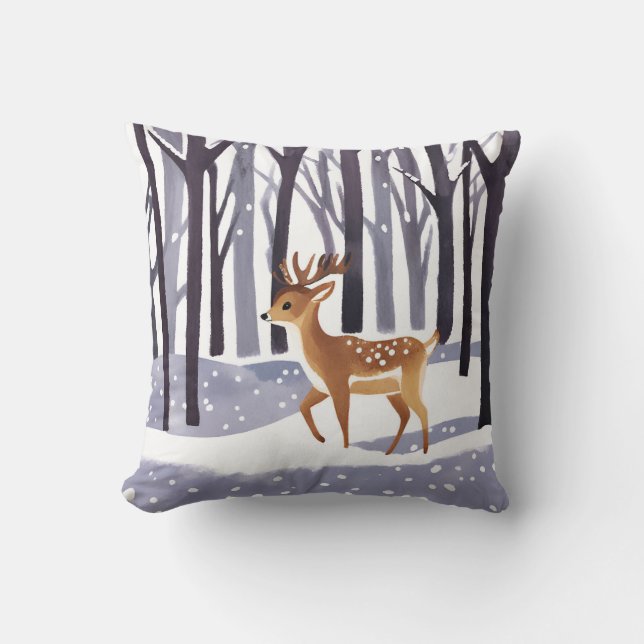 Cojín Decorativo Invierno de Cerfs Navidades Snowy Woods (Anverso)