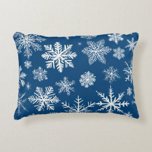 Cojín Decorativo Invierno de los Copos de Nieve Azules