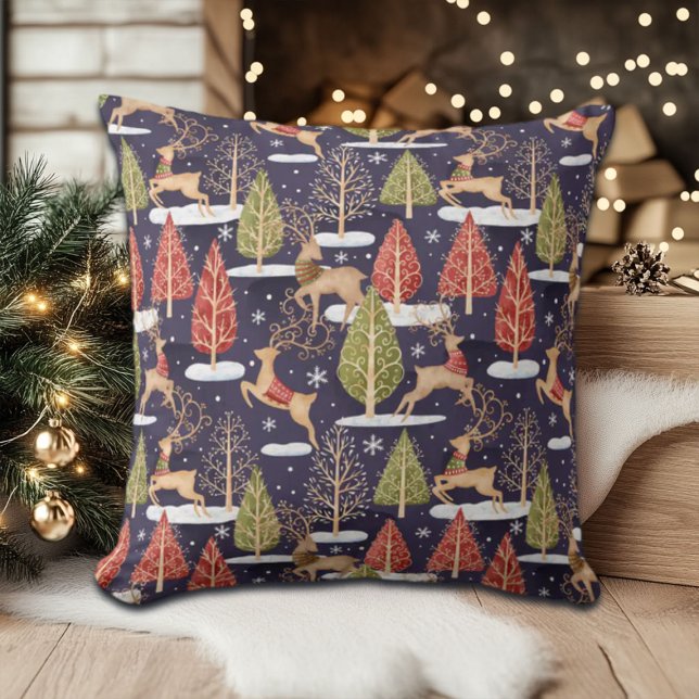 Cojín Decorativo Invierno de los renos singulares de Woodland (Subido por el creador)