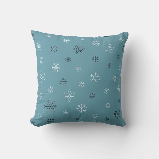 Cojín Decorativo Invierno de Nieve Azul (Anverso)
