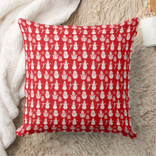 Cojín Decorativo Invierno de nieve Navidad roja Navidad retro fiest