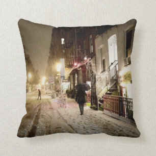 Cojín Decorativo Invierno de Nueva York - nieve en la zona este má