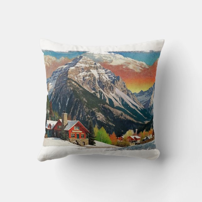Cojín Decorativo Invierno en las montañas rocosas canadienses (Reverso)