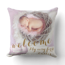 Invitación morada dorada Bienvenida Foto rosa Pasc