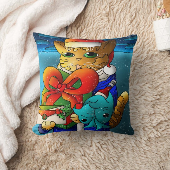 Cojín Decorativo Invitado del gato del navidad (Manta)