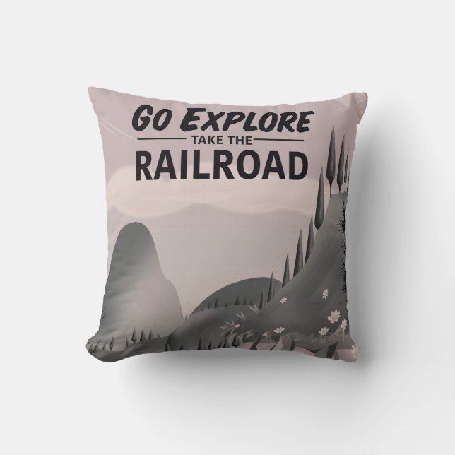 Cojín Decorativo Ir a Explorar tomar el Ferrocarril (Anverso)