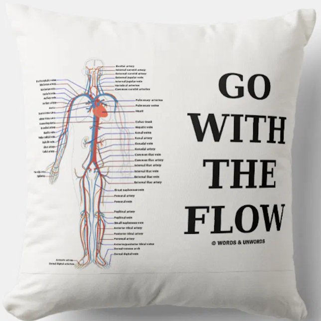 Cojín Decorativo Ir Con El Sistema Circulatorio De Flujo (Circulatory system throw pillow for anyone who knows that one should "Go With The Flow")
